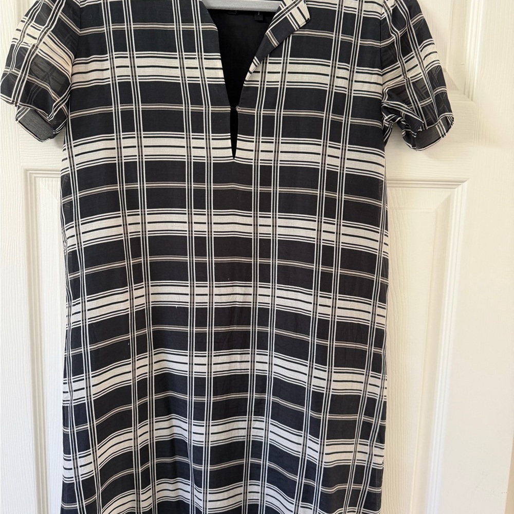 Theory Black and White Plaid Dress